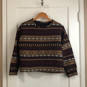 Brown Patterned Zara Boxy Sweater